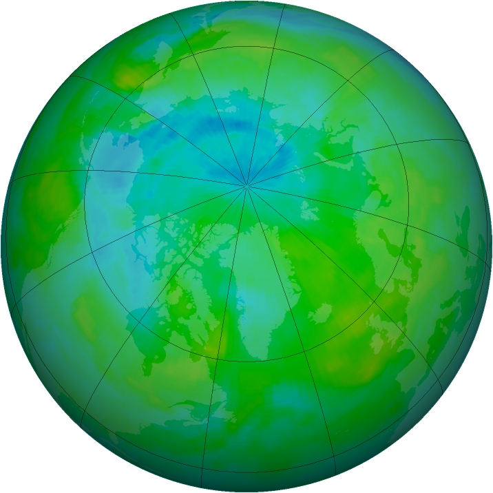 Arctic ozone map for 17 August 1999